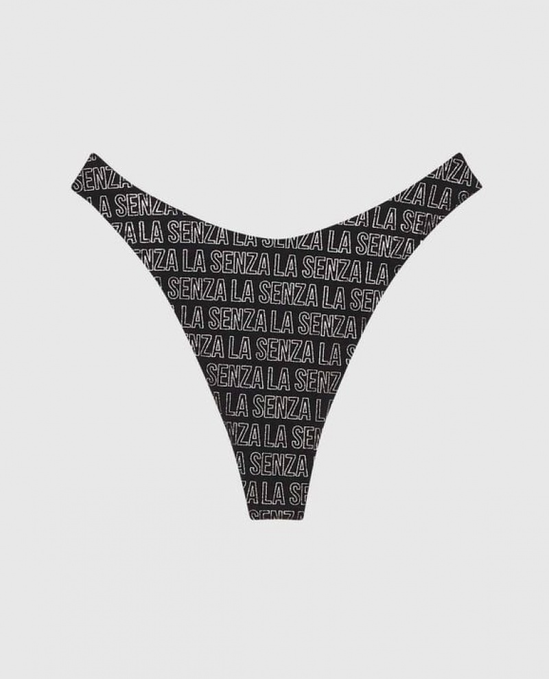 La Senza High Leg Thong Panty Women Underwear Black | NRbizUIl