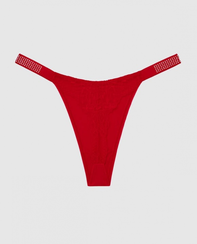 La Senza High Leg Thong Panty Women Underwear Red | ZwixOITd