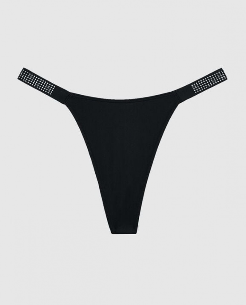 La Senza High Leg Thong Panty Women Underwear Black | zMPAOdPz