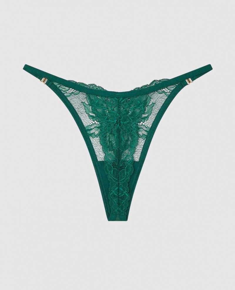 La Senza High Leg Thong Panty Women Underwear Green | kcQqbGfi