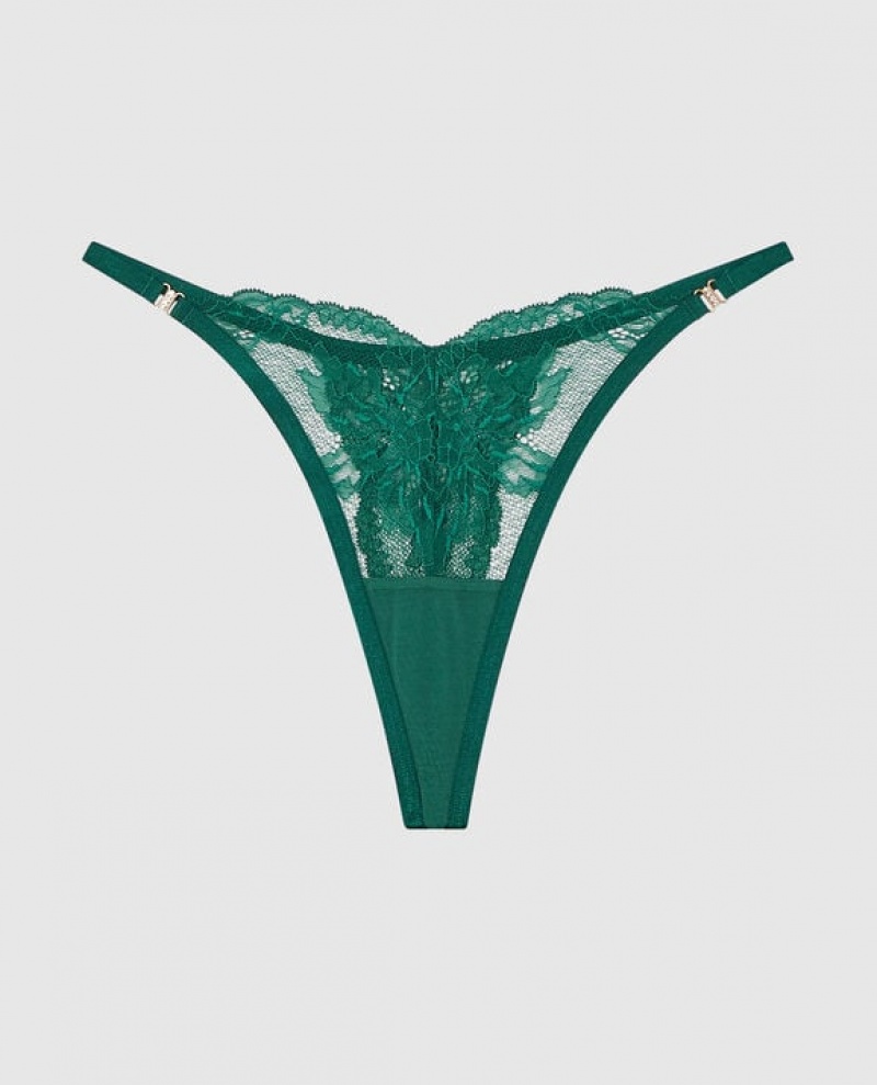 La Senza High Leg Thong Panty Women Underwear Green | kcQqbGfi