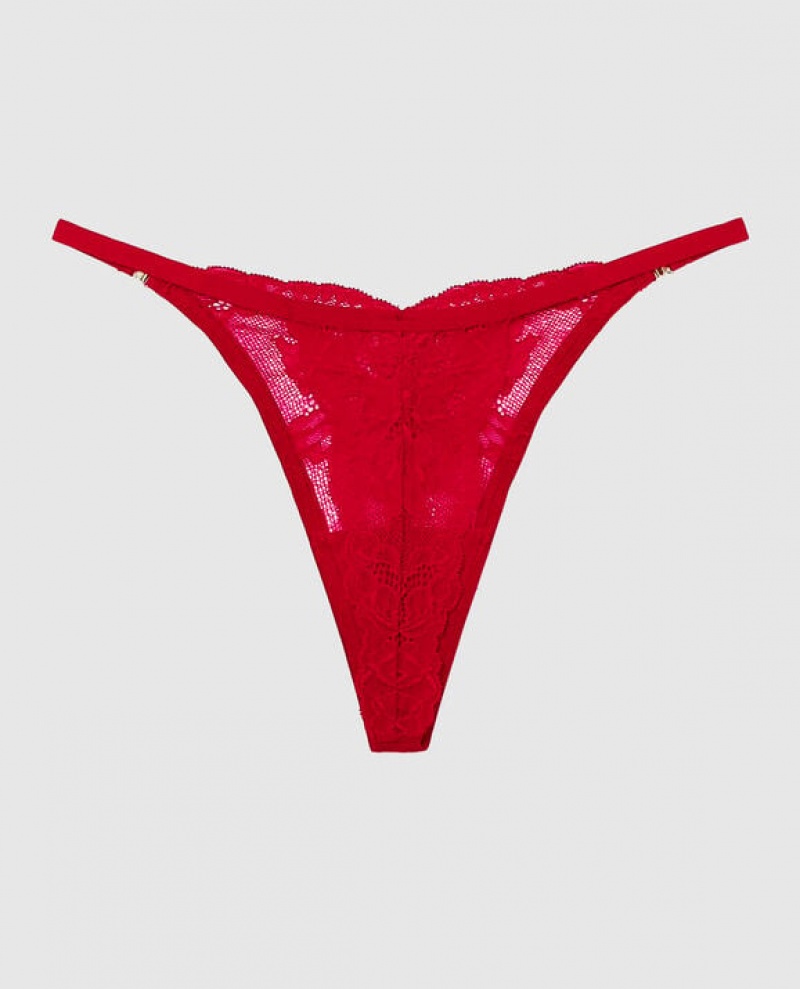 La Senza High Leg Thong Panty Women Underwear Red | J3XyWBqv