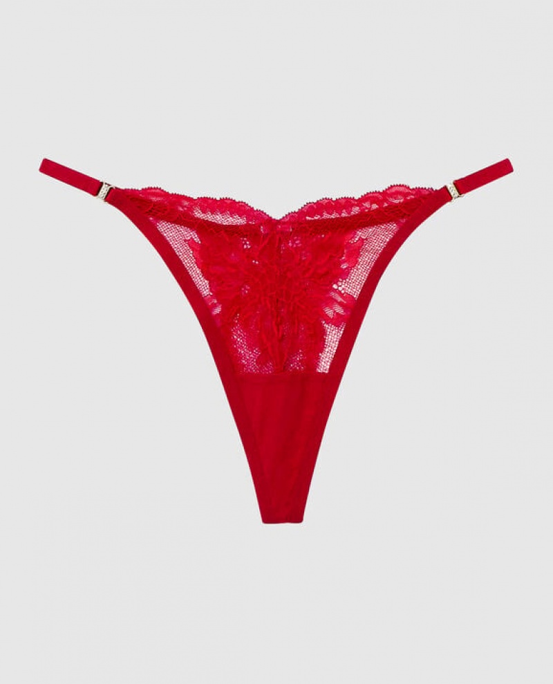 La Senza High Leg Thong Panty Women Underwear Red | J3XyWBqv