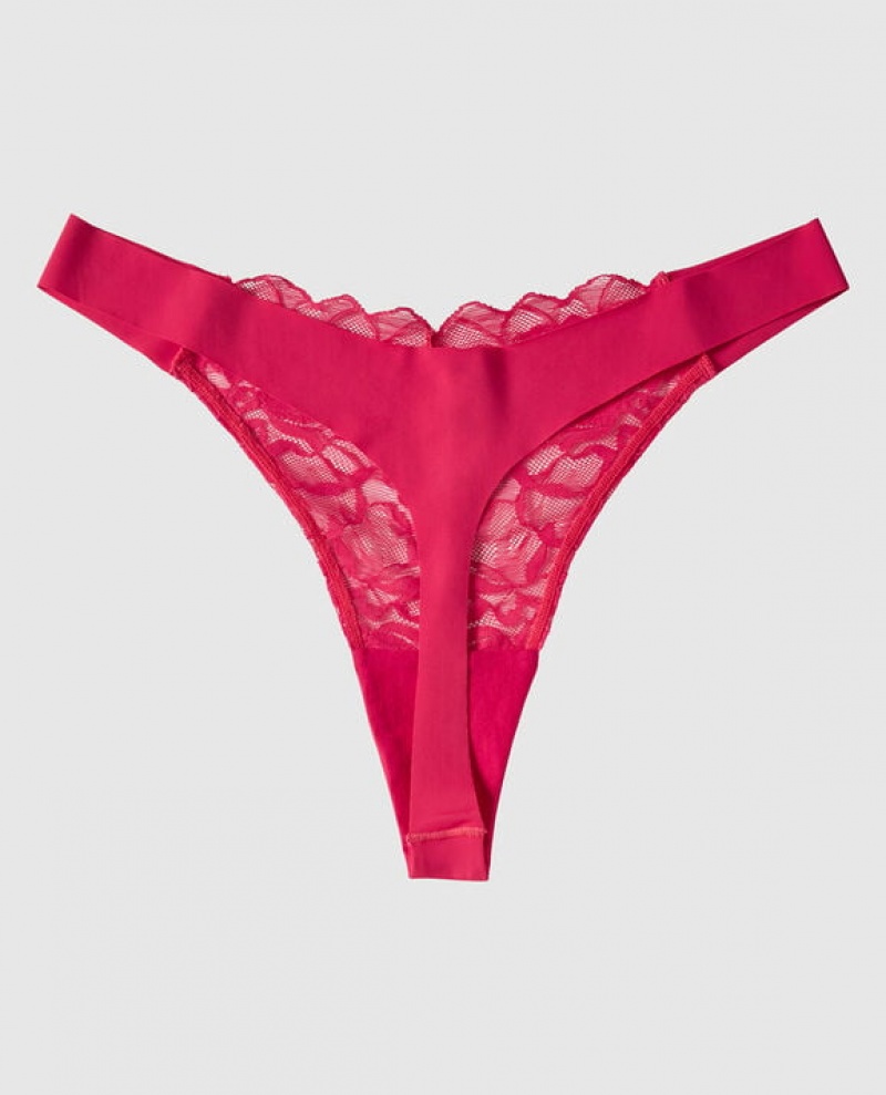 La Senza High Leg Thong Panty Women Underwear Sweet Raspberry | altzANK1