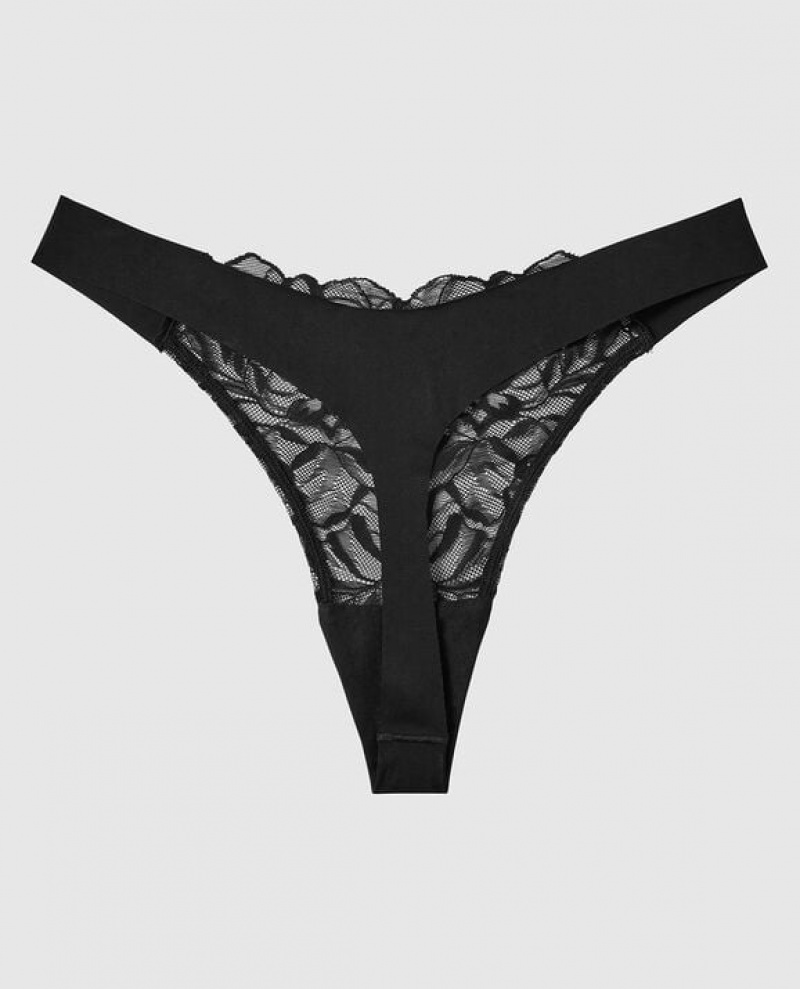 La Senza High Leg Thong Panty Women Underwear Black | ZTWqmiUo