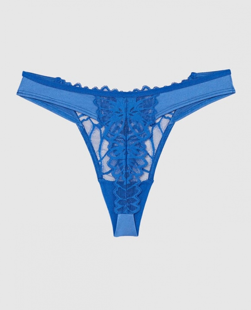 La Senza High Leg Thong Panty Women Underwear Deep Blue | FHd9UBfd