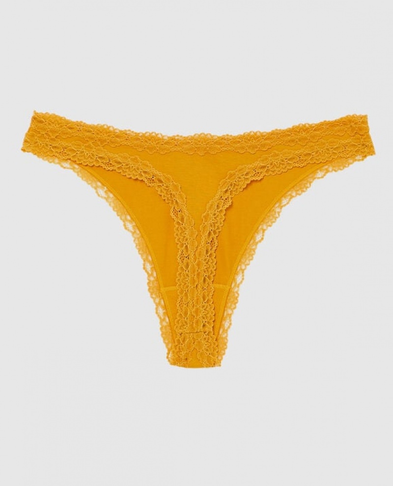 La Senza High Leg Thong Panty Women Underwear Limonite | KauXhqtL