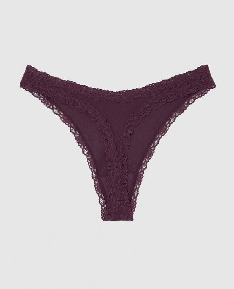 La Senza High Leg Thong Panty Women Underwear Purple | qve0BMPU