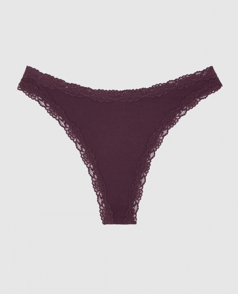 La Senza High Leg Thong Panty Women Underwear Purple | qve0BMPU