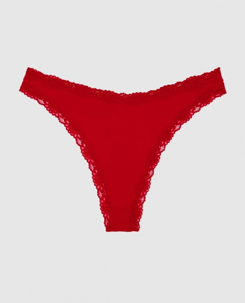 La Senza High Leg Thong Panty Women Underwear Red | dEyRHo2g