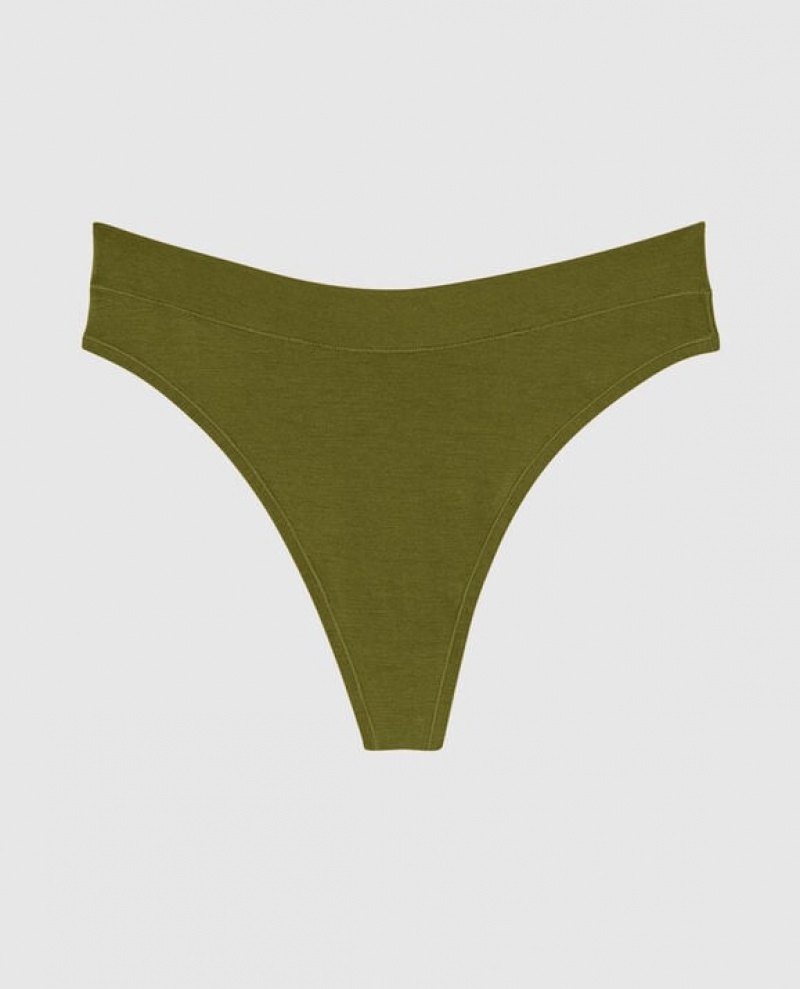 La Senza High Leg Thong Panty Women Underwear Avocado | hSExrqcW