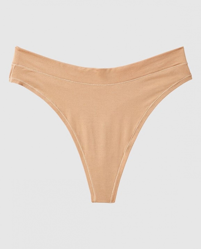 La Senza High Leg Thong Panty Women Underwear Pecan | yvRKNj5x