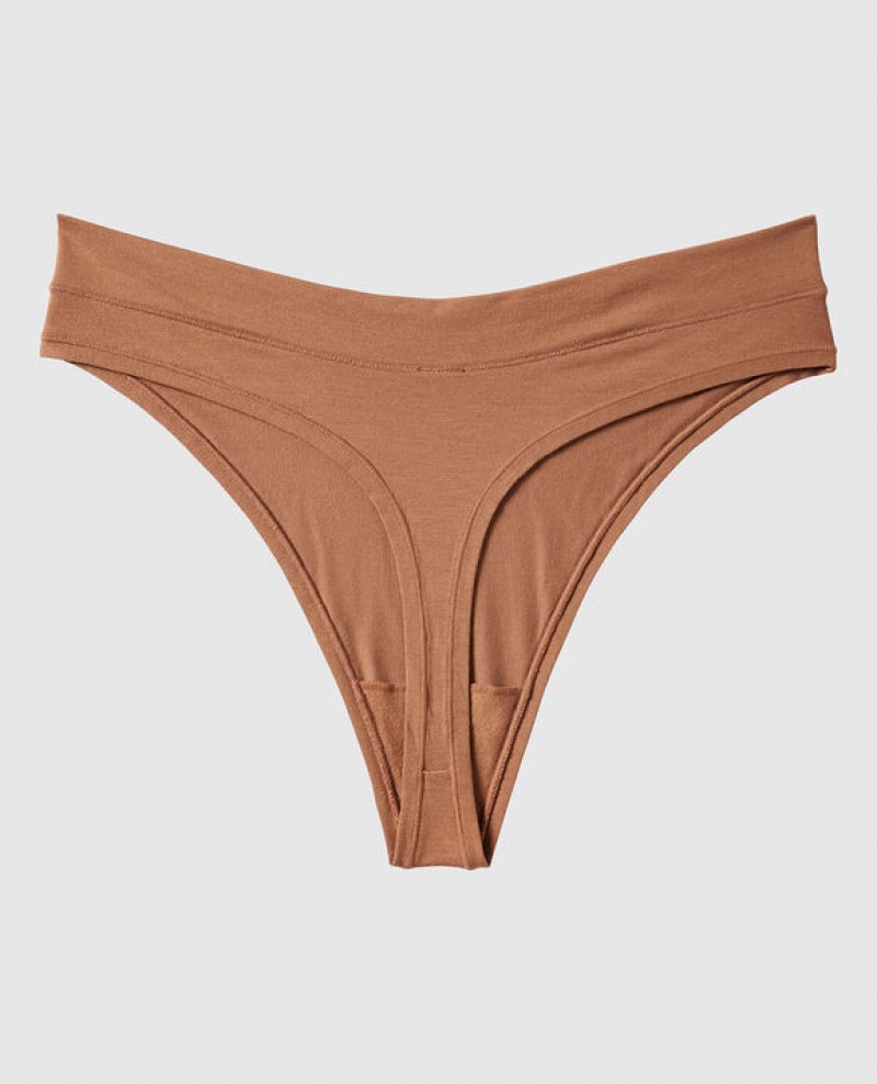 La Senza High Leg Thong Panty Women Underwear Caramel Kiss | zyl7nHt7