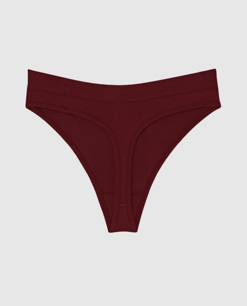 La Senza High Leg Thong Panty Women Underwear Red Burgundy | auYOuKQc