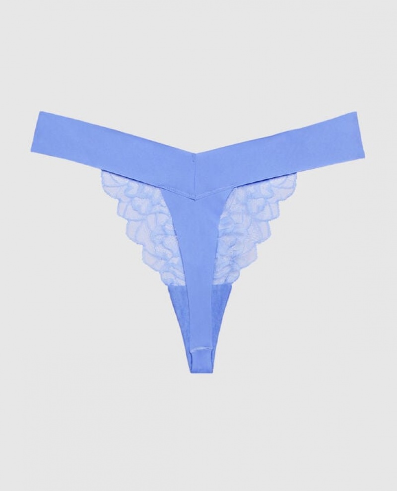 La Senza High Leg Thong Panty Women Underwear Blue | ZOdWhKu4