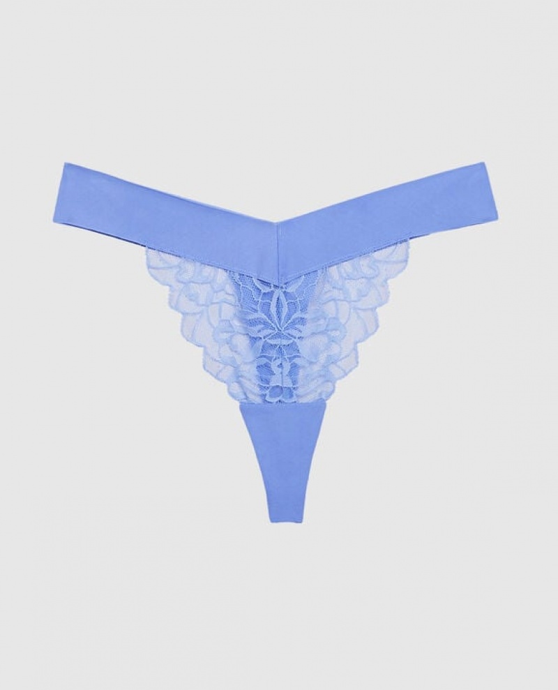 La Senza High Leg Thong Panty Women Underwear Blue | ZOdWhKu4