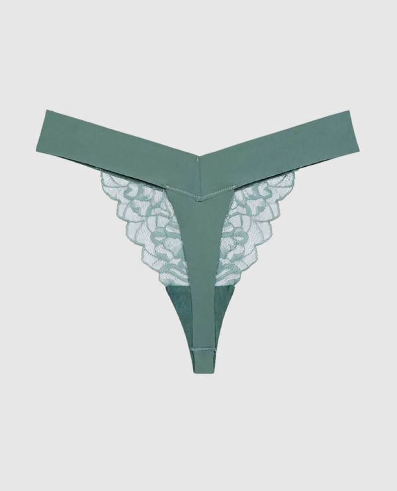 La Senza High Leg Thong Panty Women Underwear Dark Forest | p40ZneoK