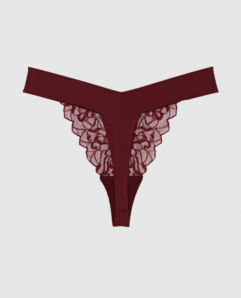 La Senza High Leg Thong Panty Women Underwear Red Burgundy | yLdJ62Zw