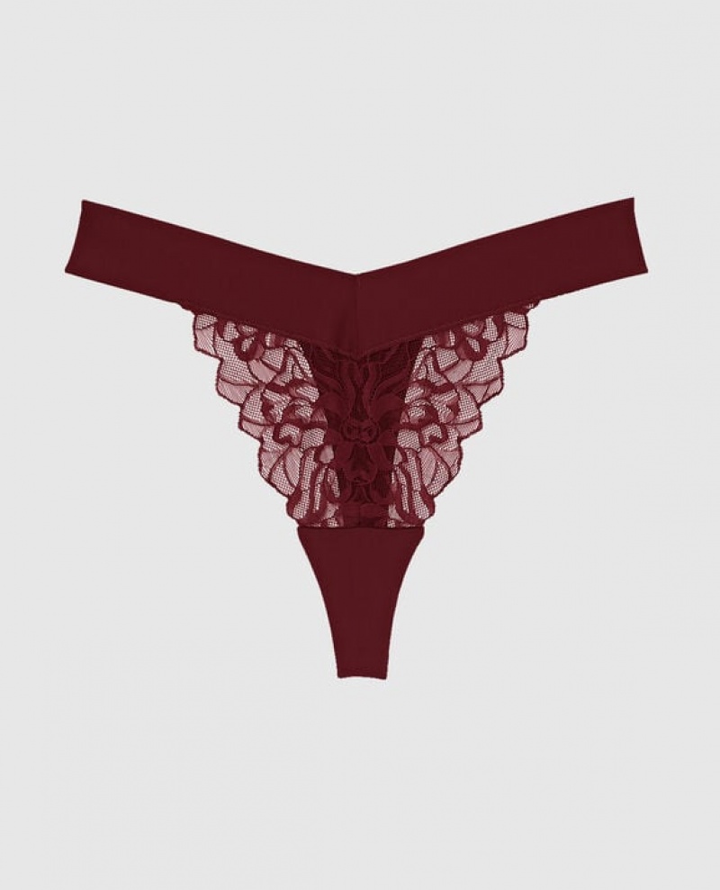 La Senza High Leg Thong Panty Women Underwear Red Burgundy | yLdJ62Zw