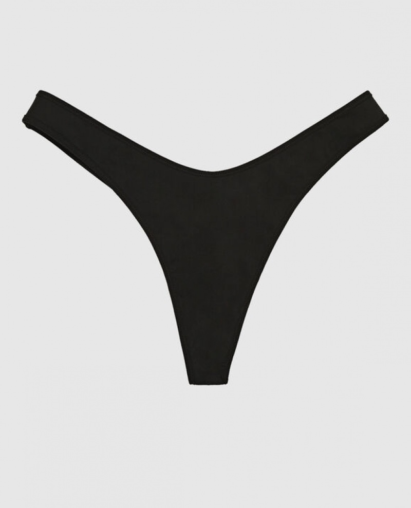 La Senza High Leg Thong Panty Women Underwear Black | BQ9IOt7b