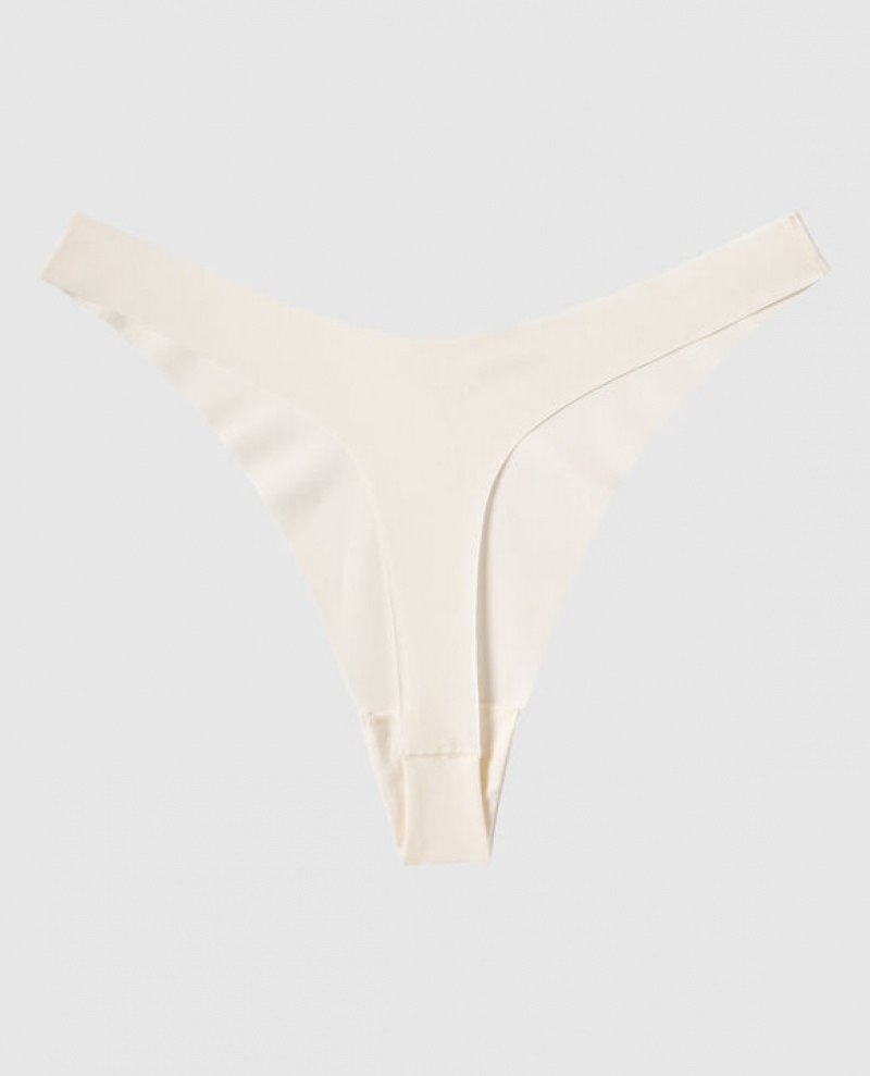 La Senza High Leg Thong Panty Women Underwear Cream | vrblDXBB