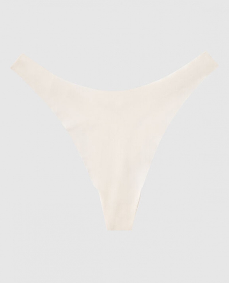 La Senza High Leg Thong Panty Women Underwear Cream | vrblDXBB