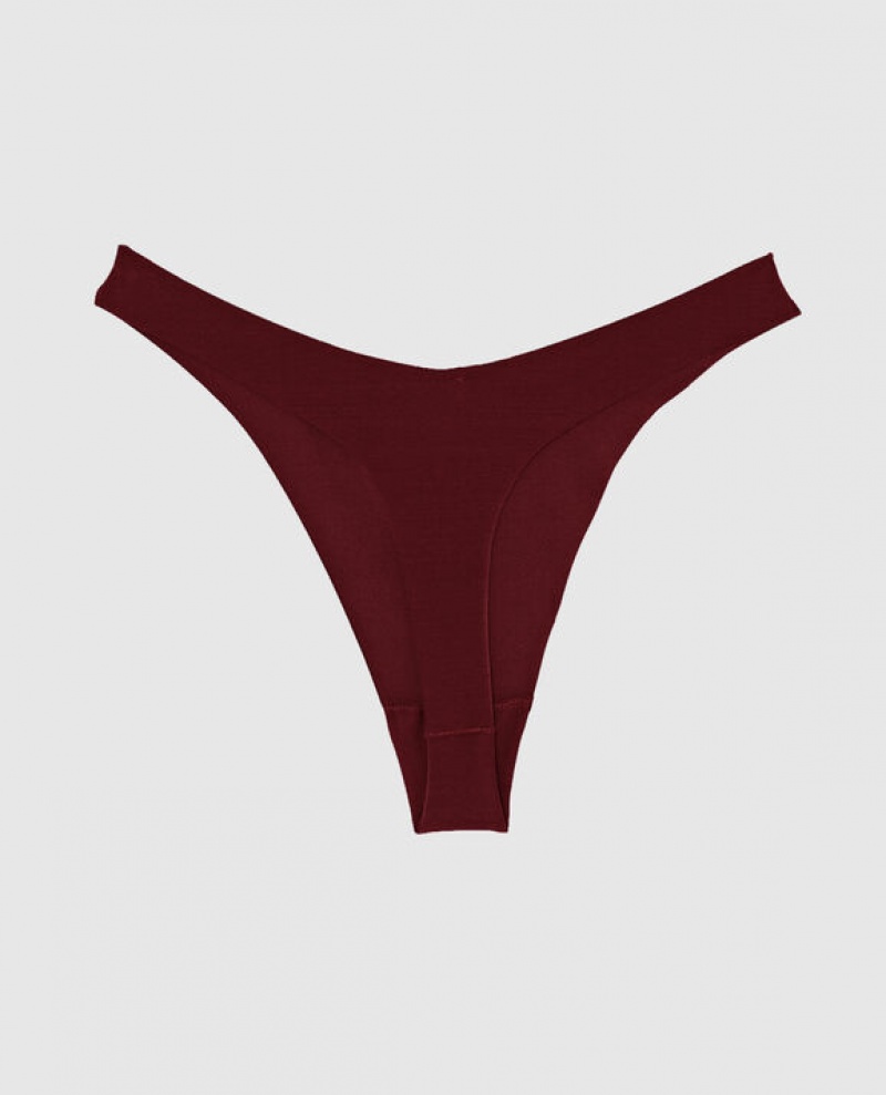 La Senza High Leg Thong Panty Women Underwear Red Burgundy | x2uGmKJB