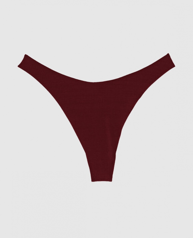 La Senza High Leg Thong Panty Women Underwear Red Burgundy | x2uGmKJB