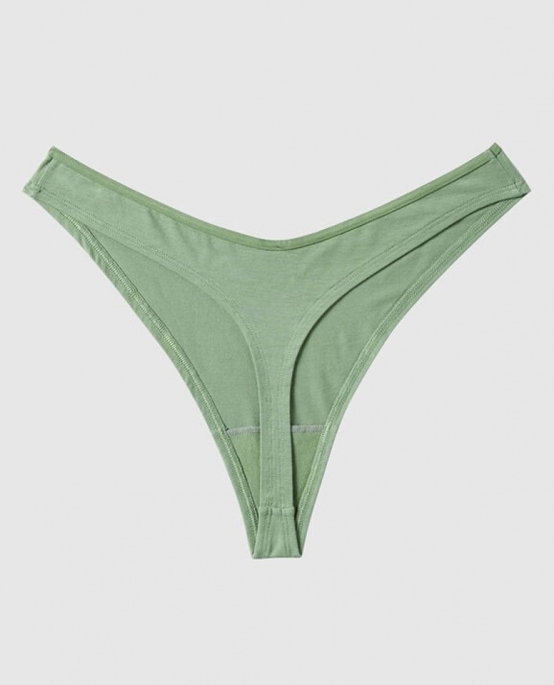 La Senza High Leg Thong Panty Women Underwear Olive | 40jT0T6Z