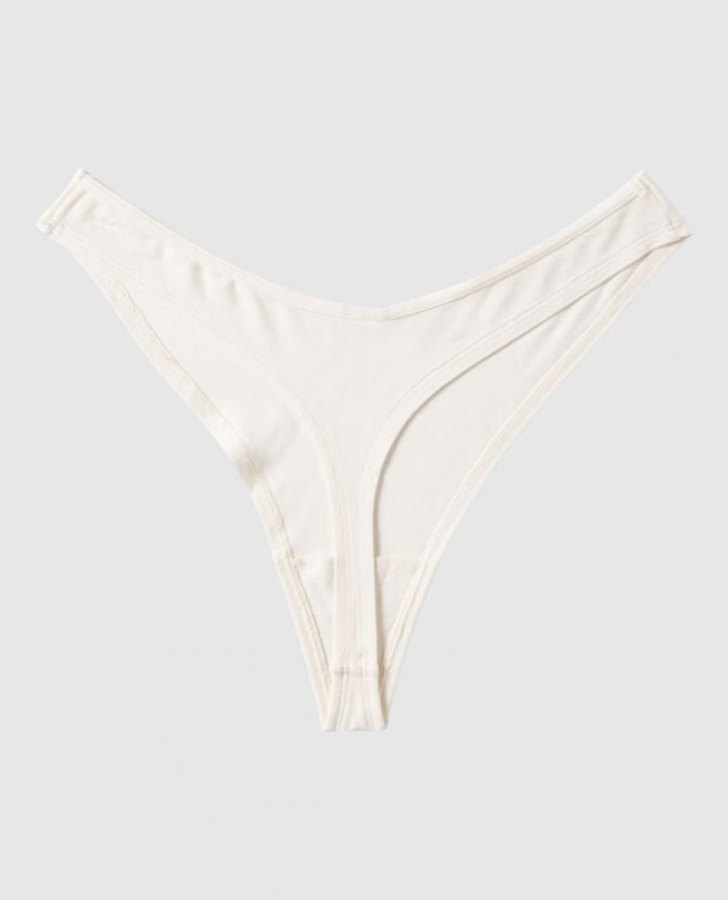 La Senza High Leg Thong Panty Women Underwear Cream | HNdJ3gy1