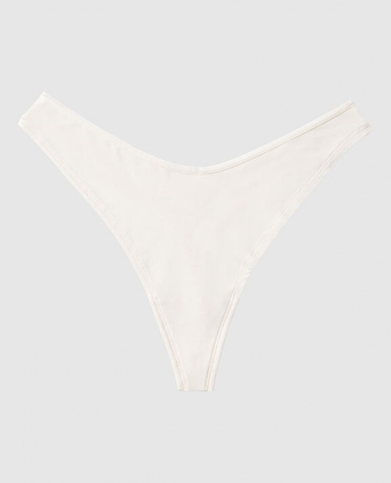 La Senza High Leg Thong Panty Women Underwear Cream | HNdJ3gy1