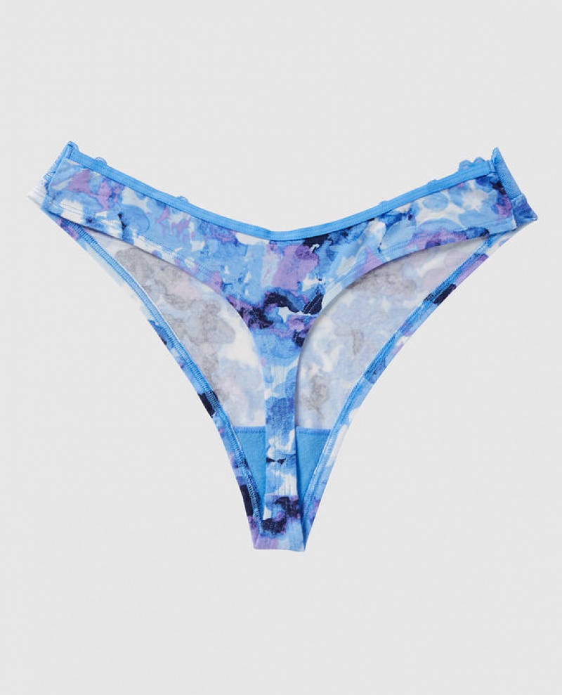 La Senza High Leg Thong Panty Women Underwear Blue | FcbcJYrP