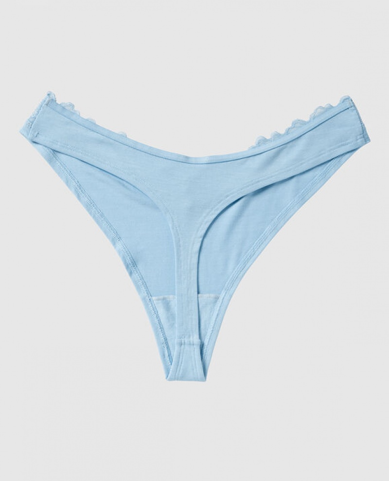 La Senza High Leg Thong Panty Women Underwear Blue | UHfzjBiw