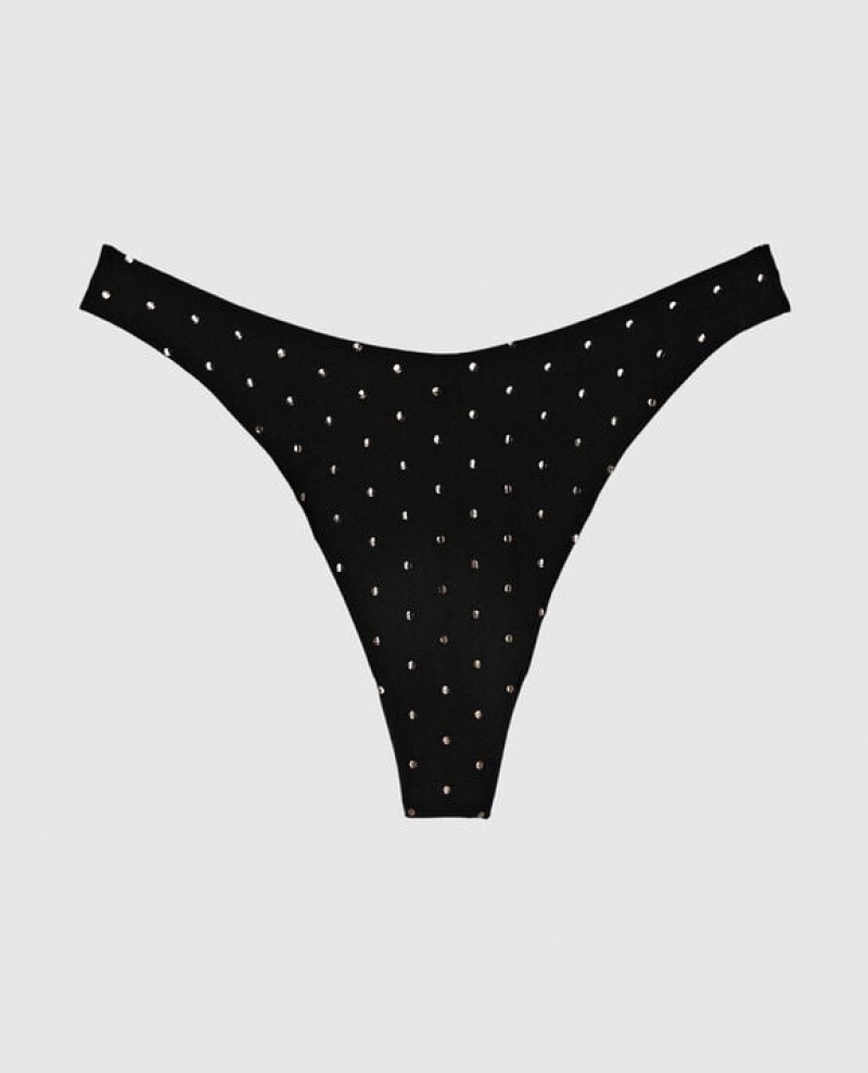 La Senza High Leg Thong Panty Women Underwear Black | l5d1ZGod