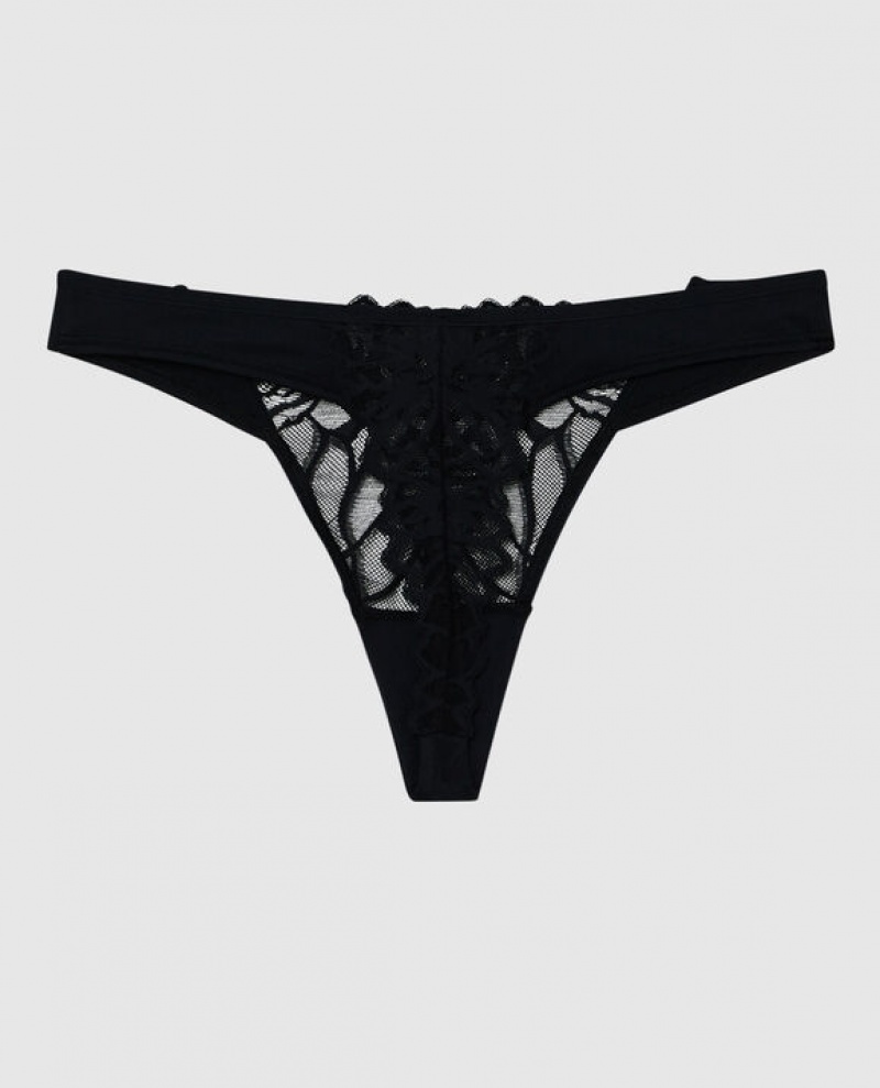 La Senza High Leg Thong Panty Women Underwear Black | AdqcYcZM