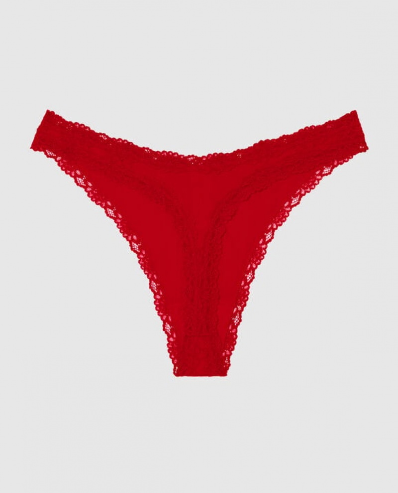 La Senza High Leg Thong Panty Women Underwear Red | jK5Qt3LD