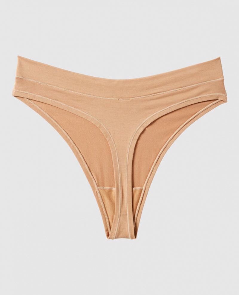 La Senza High Leg Thong Panty Women Underwear Pecan | qwpPUB1G