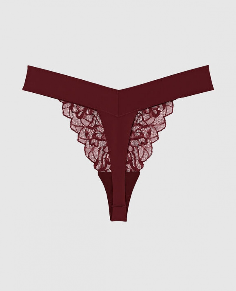 La Senza High Leg Thong Panty Women Underwear Red Burgundy | Syq8Rz8m