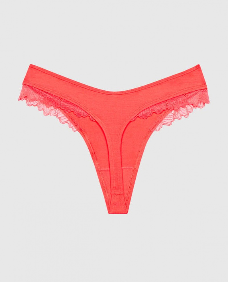 La Senza High Leg Thong Panty Women Underwear Red | E67xVi4c