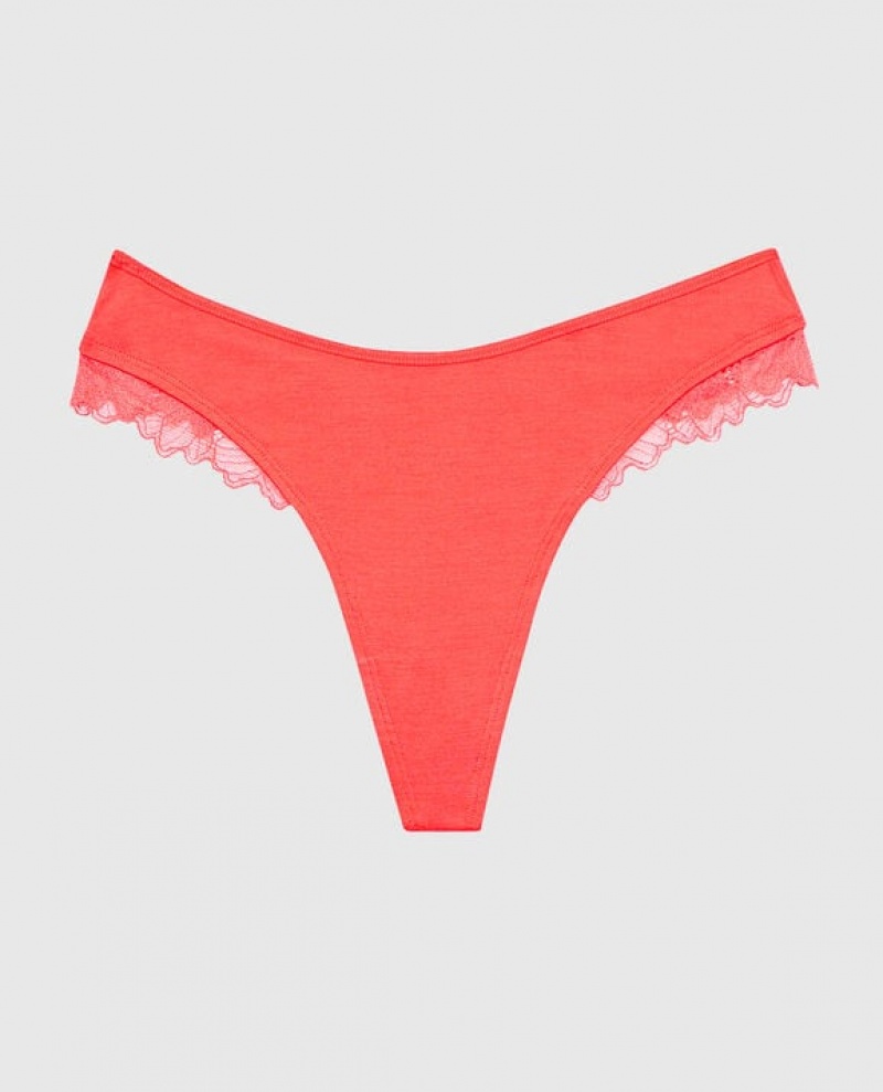 La Senza High Leg Thong Panty Women Underwear Red | E67xVi4c