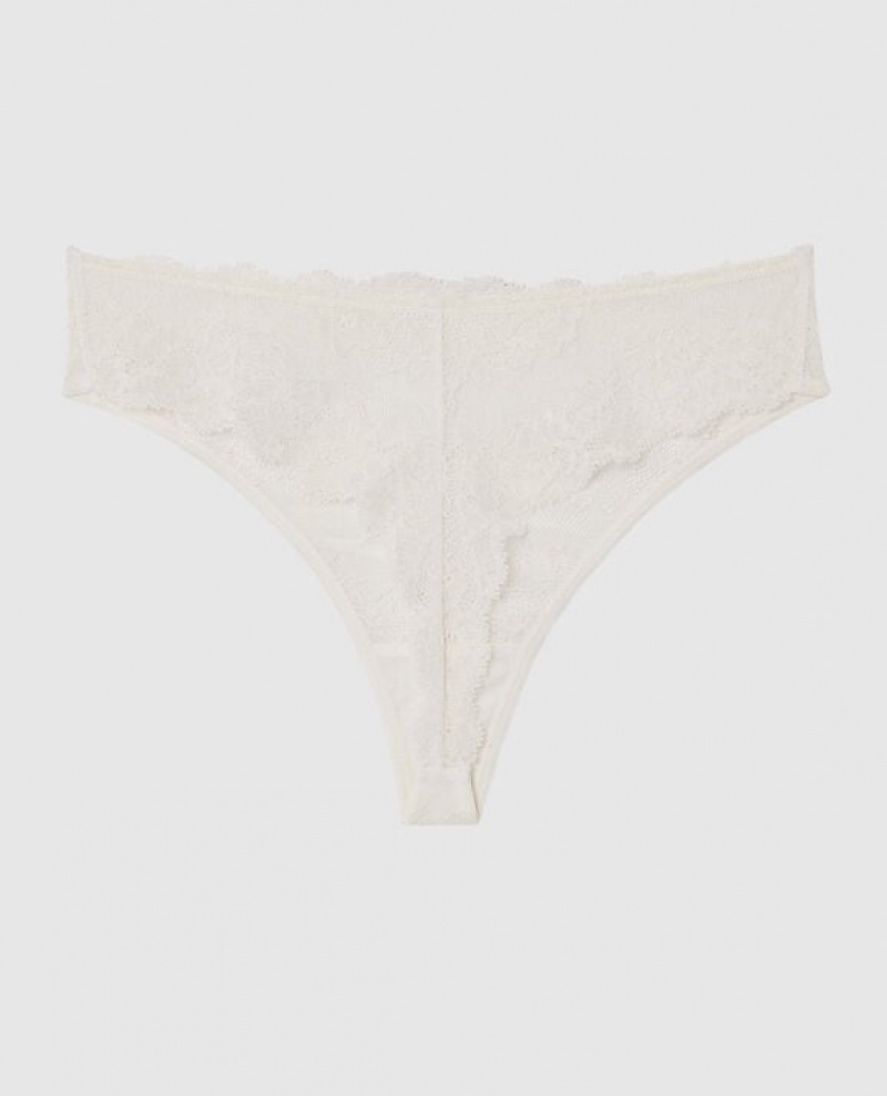 La Senza High Waist Thong Panty Women Underwear White | ighgzLLB