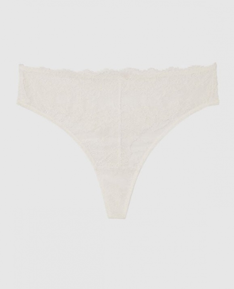 La Senza High Waist Thong Panty Women Underwear White | ighgzLLB