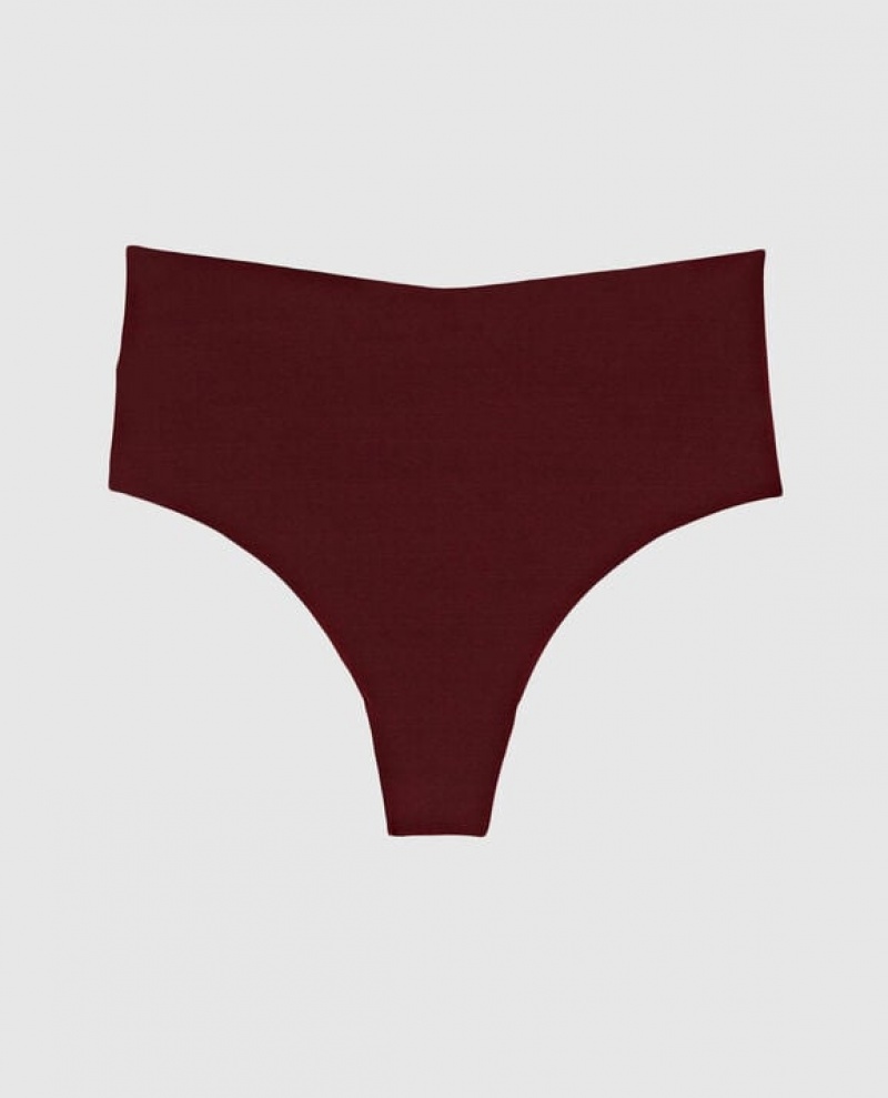 La Senza High Waist Thong Panty Women Underwear Red Burgundy | 9evpLG7g