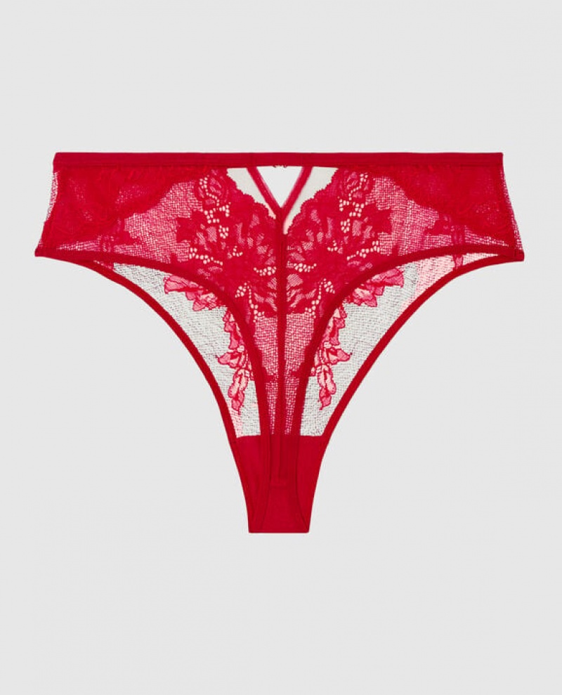 La Senza High Waist Thong Panty Women Underwear Red | nif4dcXn