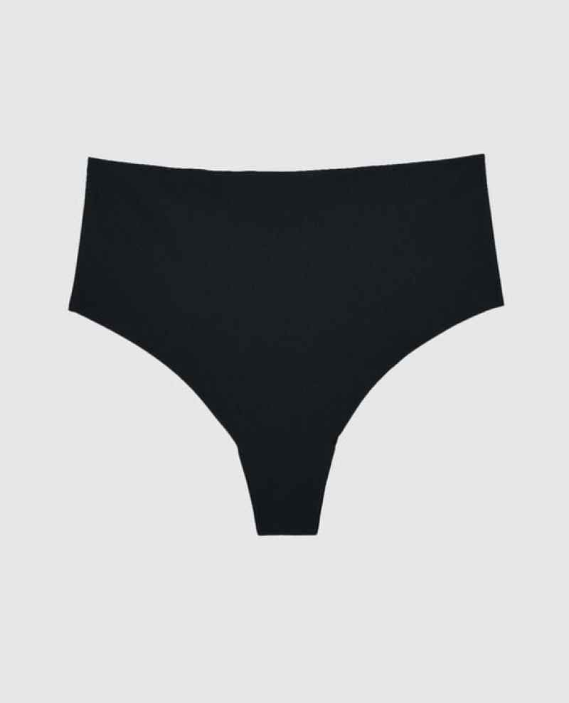 La Senza High Waist Thong Panty Women Underwear Black | 9SBIJ6y5