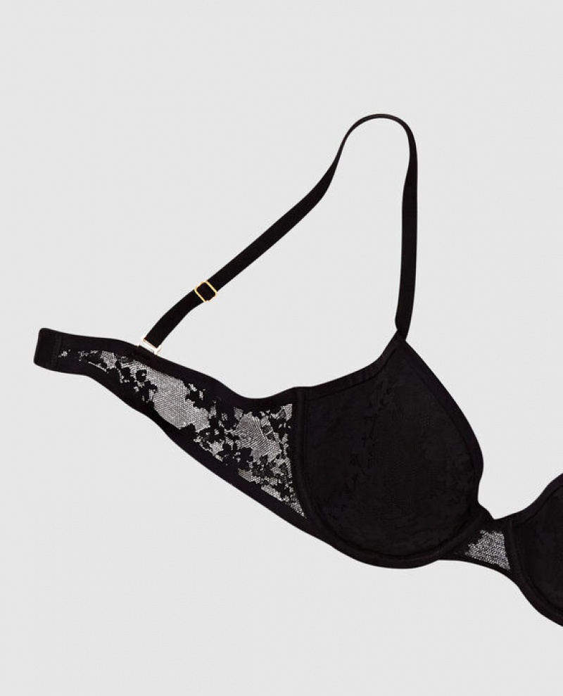 La Senza Lightly Lined Demi Women Bras Black | OPmoA6fH