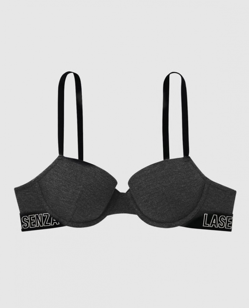 La Senza Lightly Lined Demi Women Bras Black | jaIwEfmb