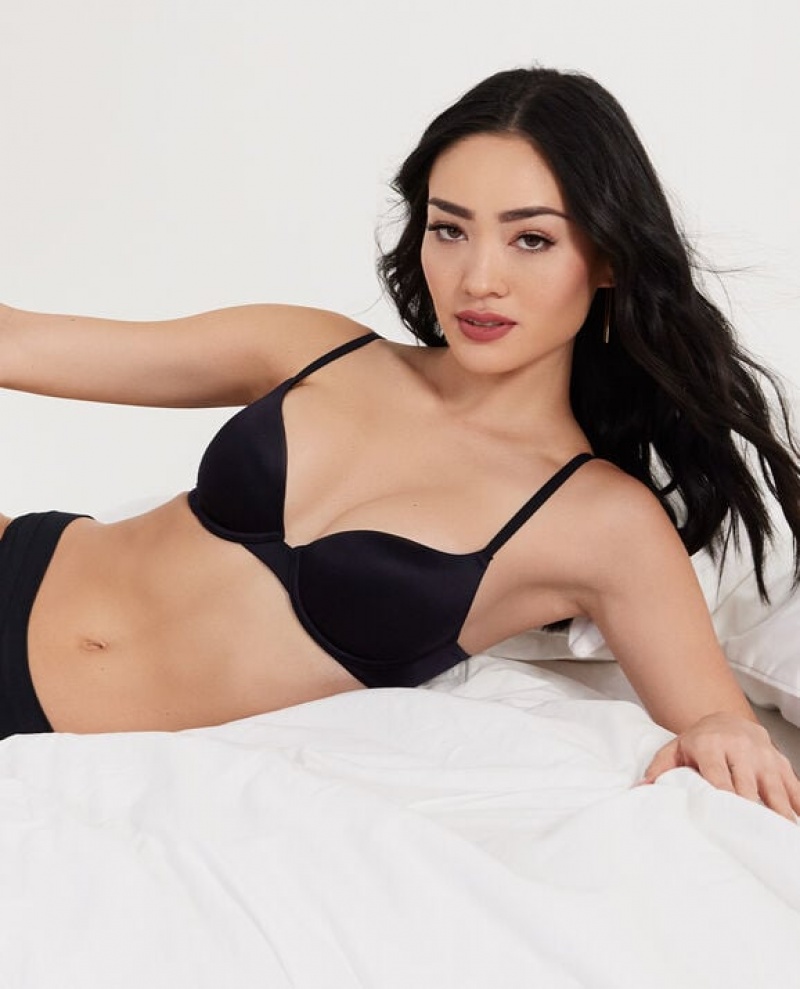 La Senza Lightly Lined Demi Women Bras Black | KmQctlOG