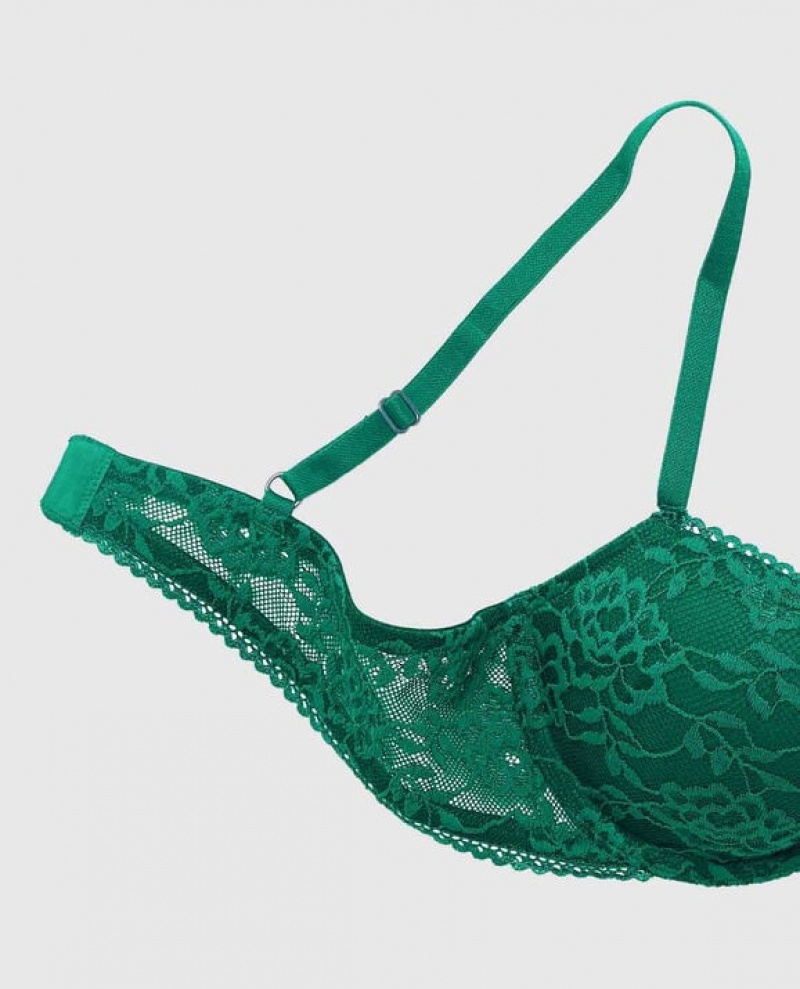 La Senza Lightly Lined Demi Women Bras Green | 5AJrSkzB