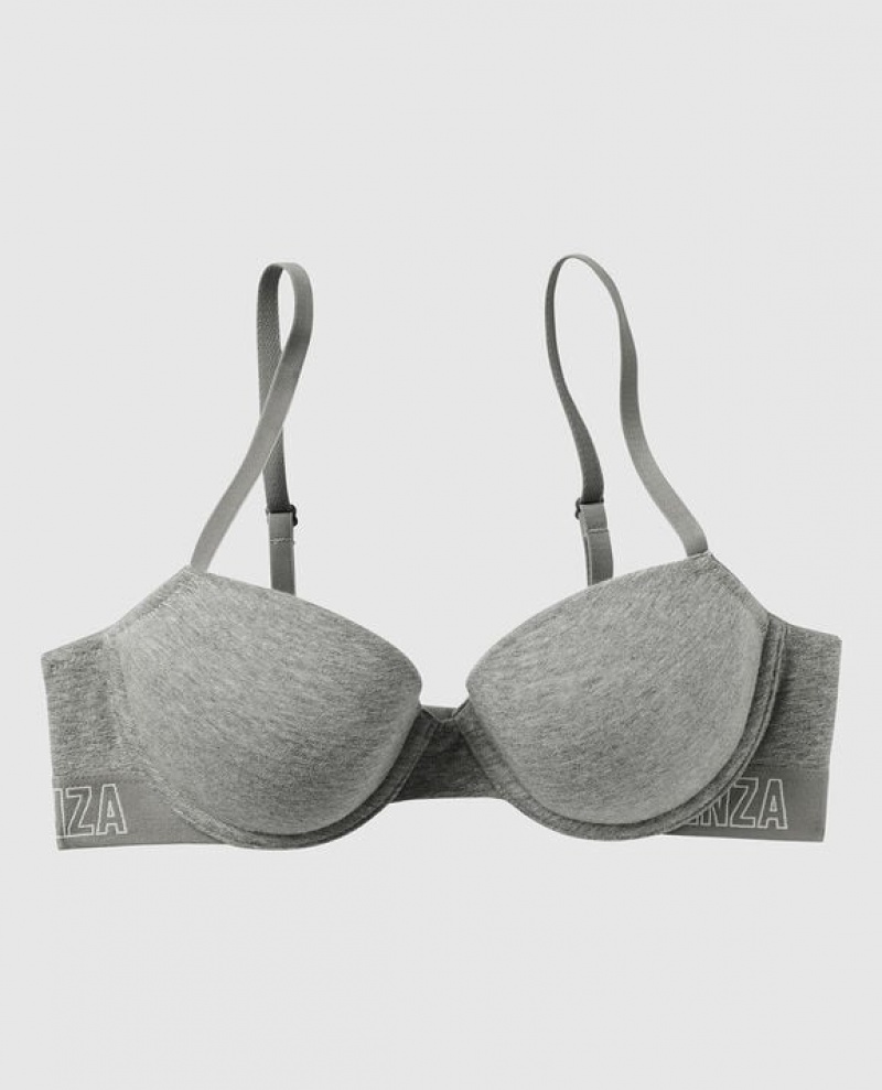 La Senza Lightly Lined Demi Women Bras Grey | NyNVp0RL